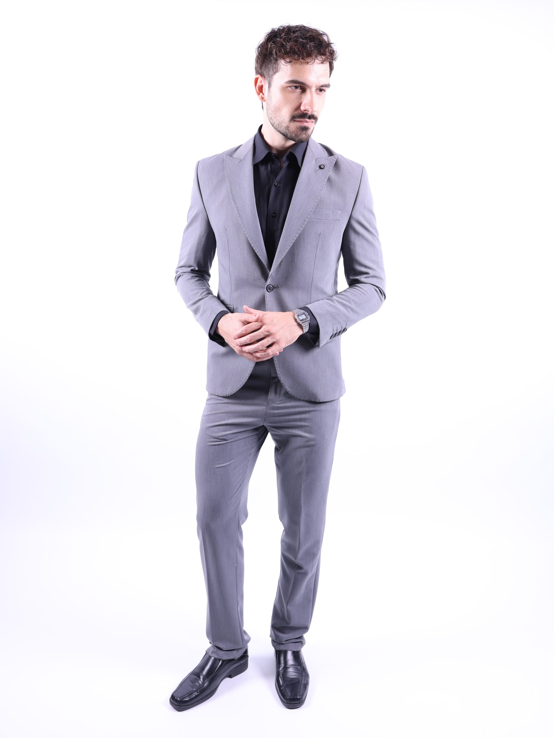 Dark Grey Lycra Formal Suit - Image 2
