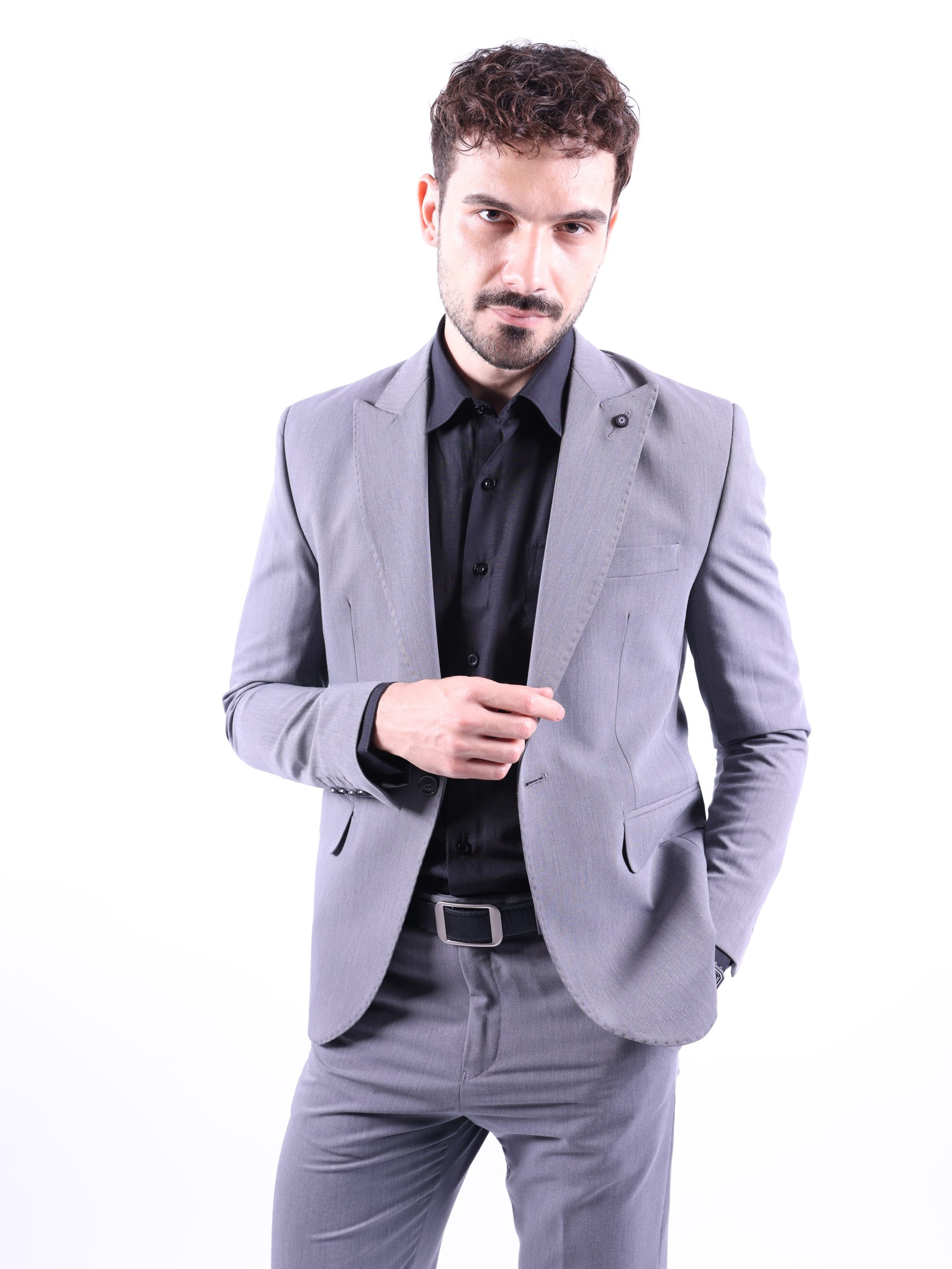 Dark Grey Lycra Formal Suit - Image 4