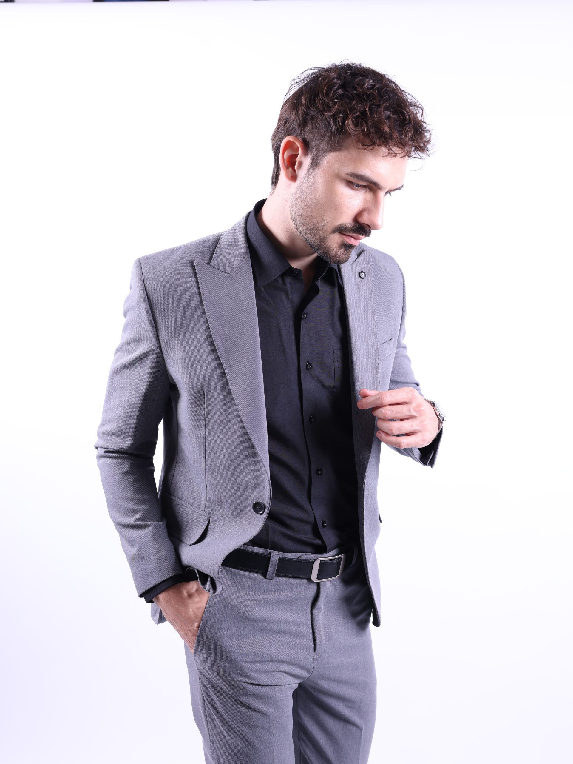 Dark Grey Lycra Formal Suit - Image 7