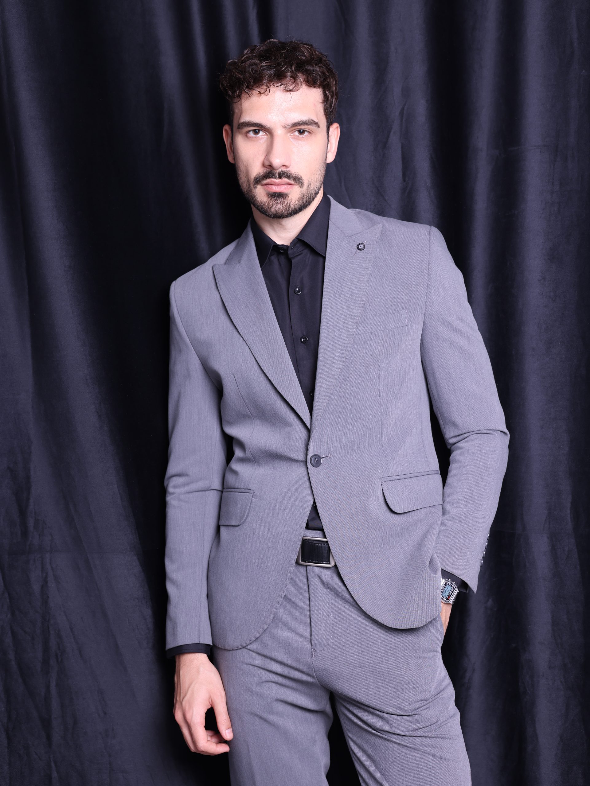 Dark Grey Lycra Formal Suit