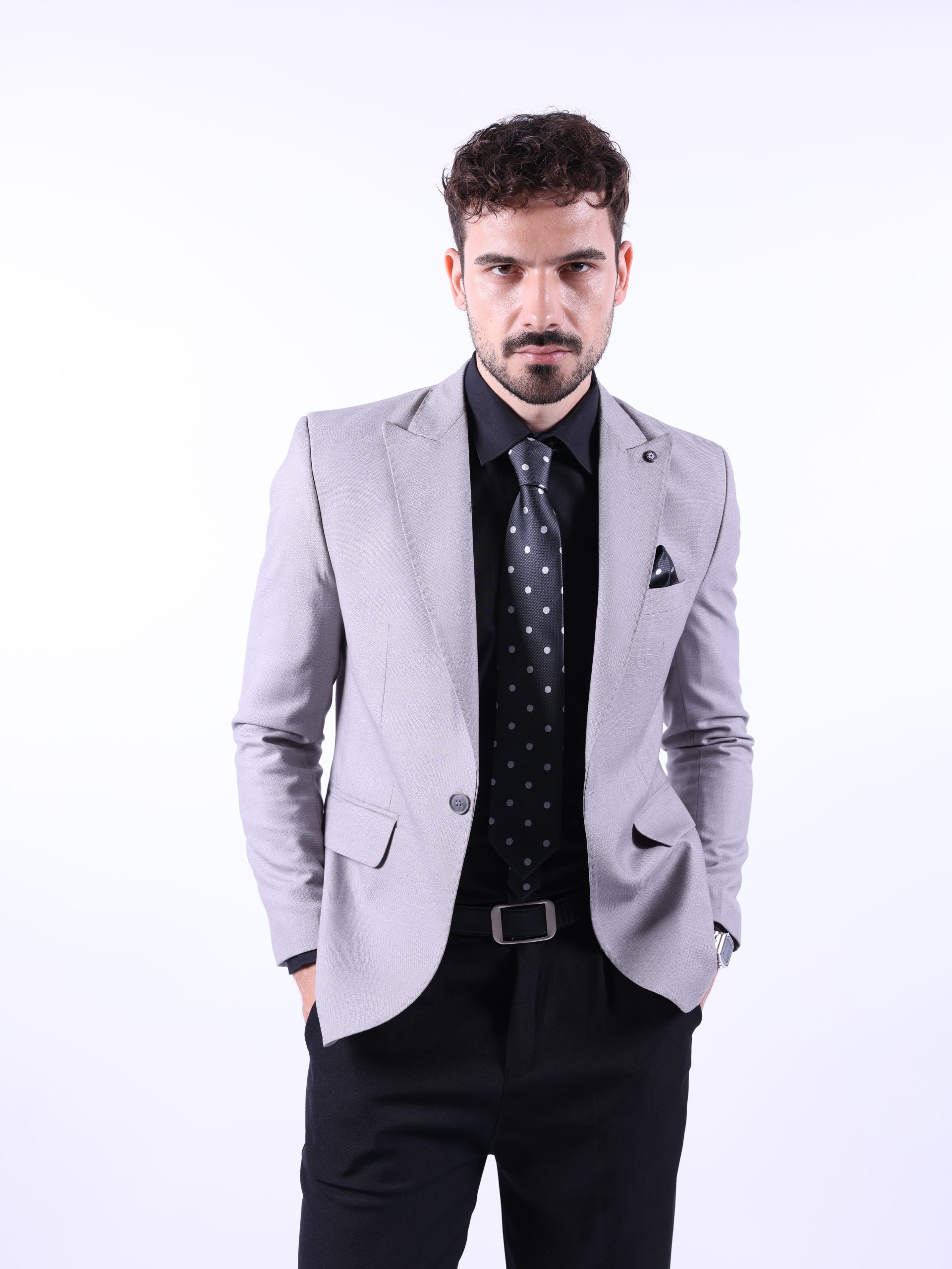 Light Grey Patterned Blazer - Image 4