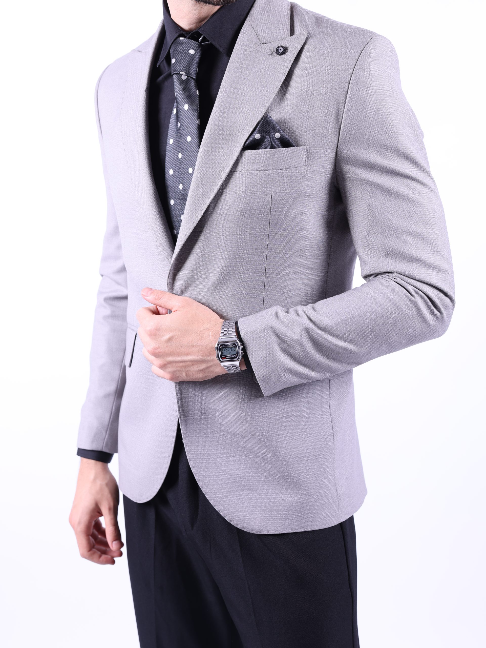 Light Grey Patterned Blazer - Image 8
