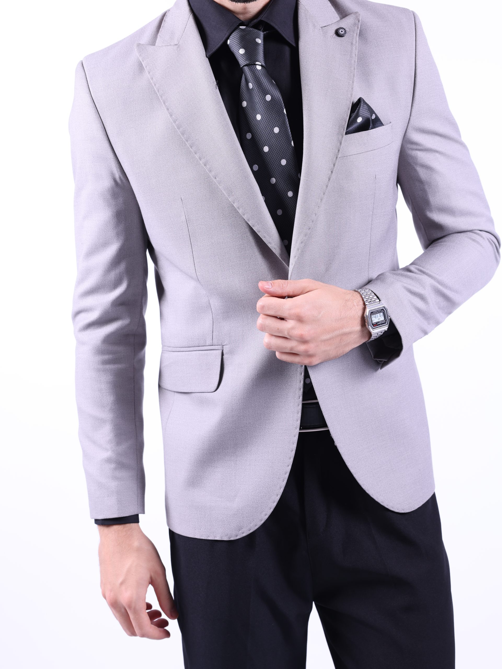 Light Grey Patterned Blazer - Image 10