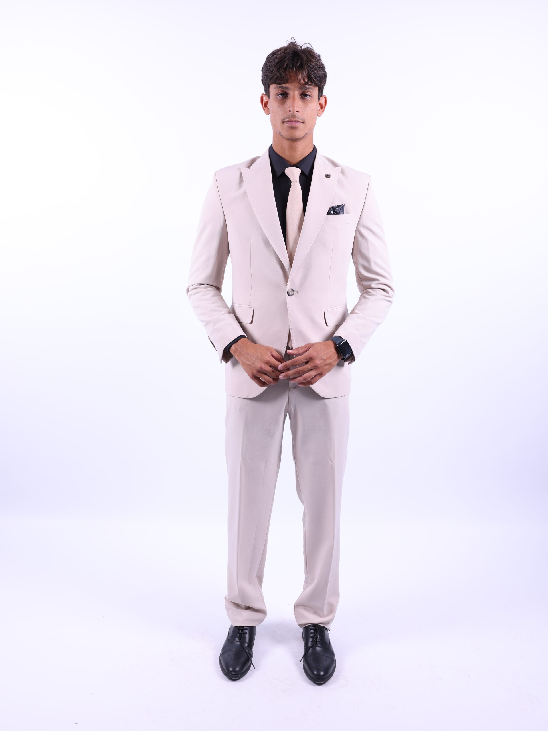 Beige lycra formal suit - Image 2