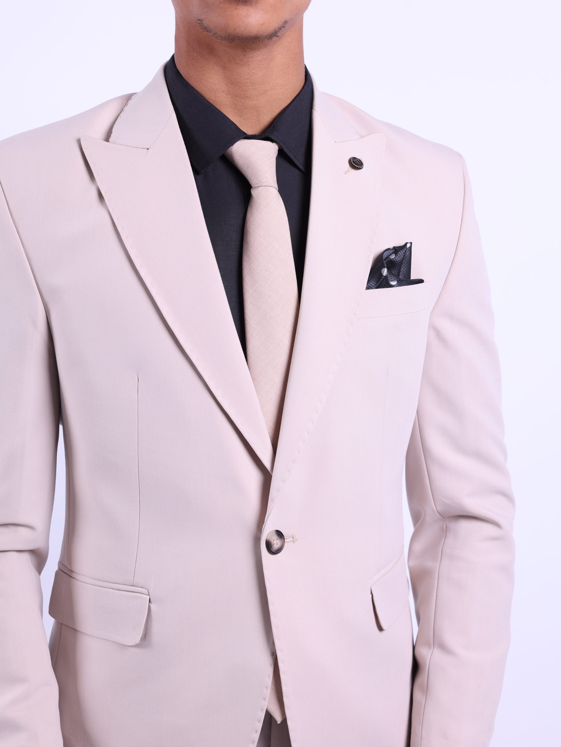 Beige lycra formal suit - Image 7