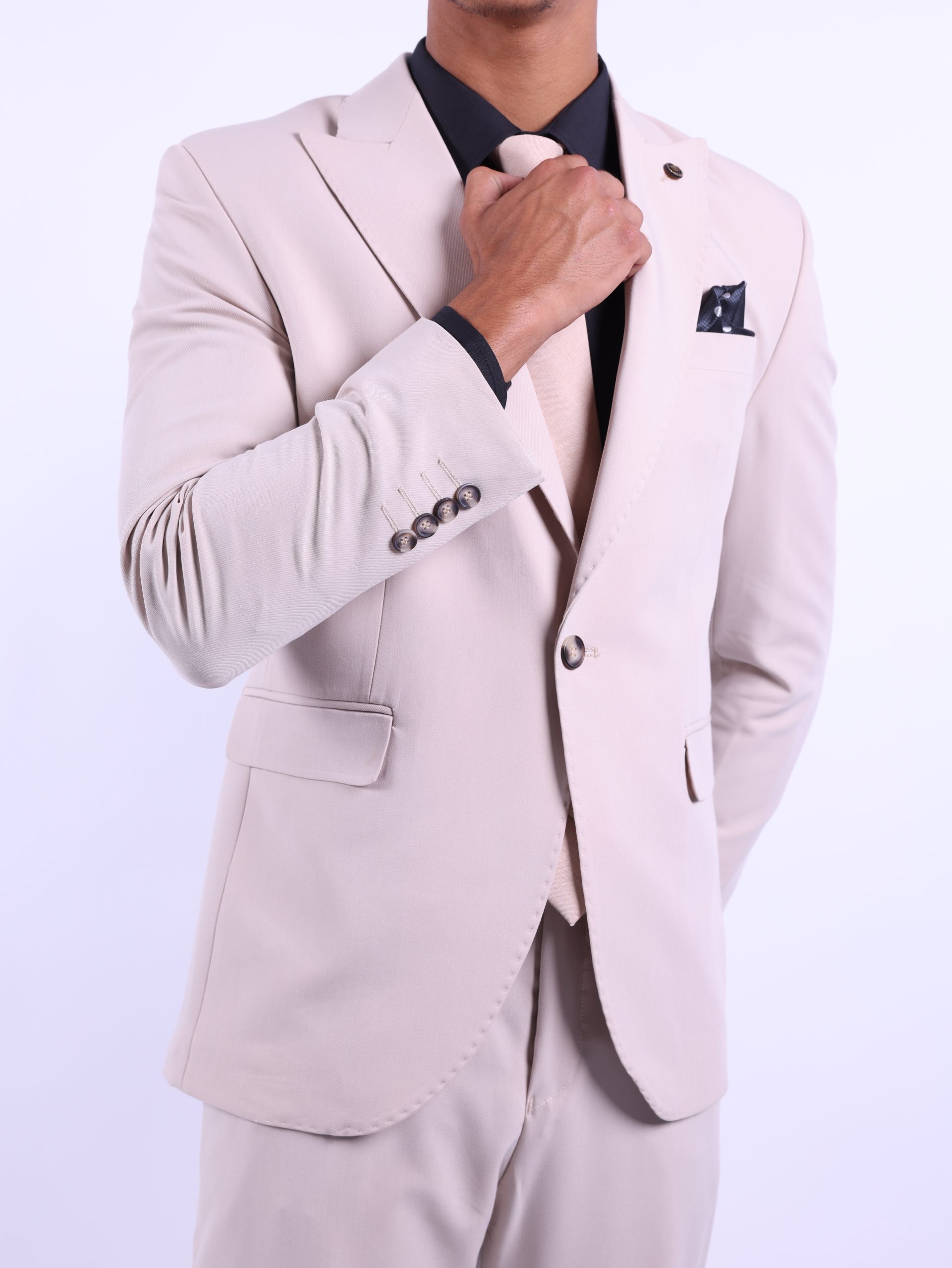 Beige lycra formal suit - Image 8